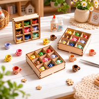 Présentoir à tasses miniature en bois de tilleul Chunsheng pour maison de poupée, étagère de rangement artisanale DIY en matériau naturel, présentoir pour mini-tasses à café