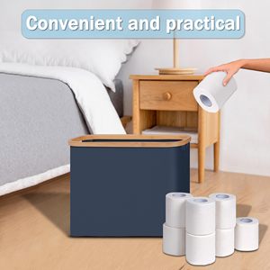 Wholesale Toilet Paper Storage with Bamboo Lid,<b>Foldable</b> <b>Basket</b> Organizer for Bathroom Holds 9 Mega/12 Regular Rolls - Product Image 5