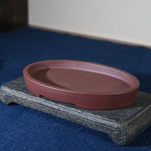 Maceta ovalada de arcilla morada, piedra absorbente de agua, contenedor para plantar bonsáis, maceta para paisajismo con musgo - Product Image 1