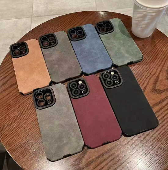 2026 Luxury -Shockproof PU Leather Lens Protector Cover Phone Case for Iphone 17 16 15 14 13 12 Pro Max 7 8 Plus