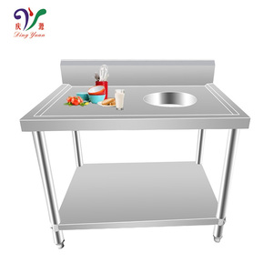 Table de travail de préparation de <span class=keywords><strong>cuisine</strong></span> commerciale <span class=keywords><strong>professionnelle</strong></span> personnalisée oem table de travail rectangulaire en acier inoxydable 304 avec <span class=keywords><strong>étagère</strong></span> finie - Product Image 6