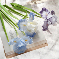 Fleurs d'iris bleues artificielles de qualité supérieure en PU, 72 cm, effet toucher réel, pour la décoration de la maison, des hôtels, des mariages, du Nouvel An et des bars