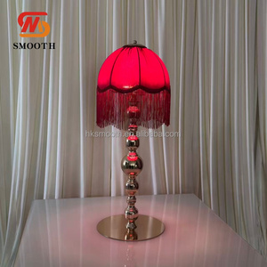SMOOTH Wedding <b>Table</b> Centerpiece <b>Lamp</b> Detachable Red Fabric Shade <b>Table</b> <b>Lamp</b> For Party Events Golden Metal Stand light - Product Image 1