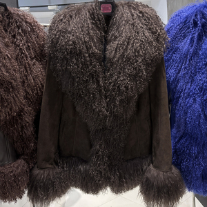 <strong>Black</strong> Leather Coat Mongolia Fur Collar Coat Real <strong>Suede</strong> Leather <strong>Jacket</strong> for Women 2025 Winter Outerwear - Product Image 4