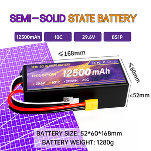 Batterie au lithium semi-solide Hosopow 12500mAh 12.5Ah 6S 8S 12S 22.2V 350Wh pour drone agricole - Product Image 3