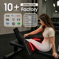 Bottes de massage à compression d'air à lumière rouge pour la récupération des jambes, avec thérapie LED infrarouge pour le soulagement des pieds et des mollets