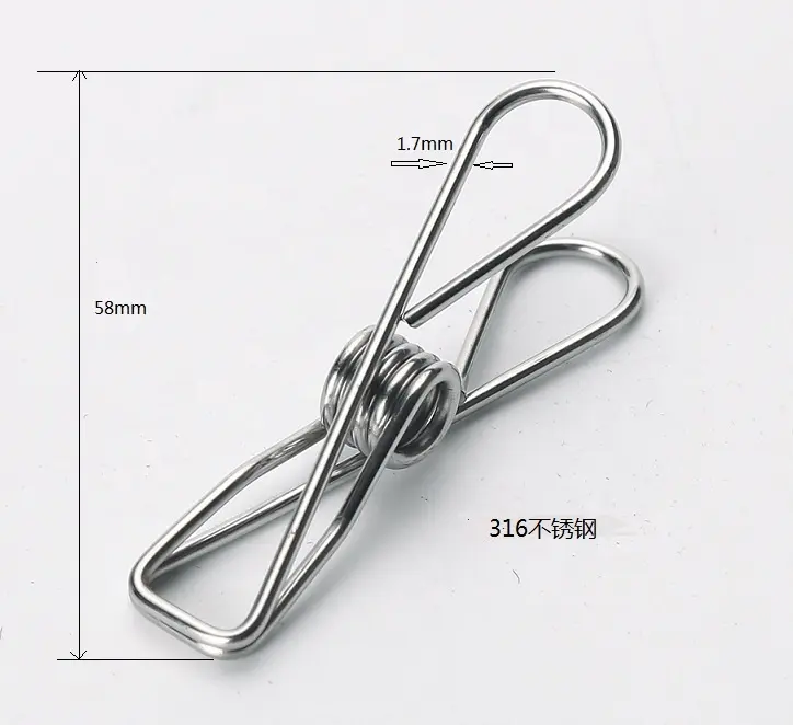 Clips à tissu en métal et 316 acier inoxydable, jeu de 304, attaches pour vêtements, usine