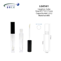Tube de brillant à lèvres en plastique transparent de 4 ml, vide, cylindrique, avec bouchon à vis étanche, imprimé UV/Sérigraphie