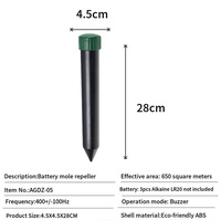 Répulsif à rats sonique à piles imperméable pour l'extérieur, répulsif à taupes, répulsif à serpents, à campagnols, à gaufres, pointes pour pelouse et jardin