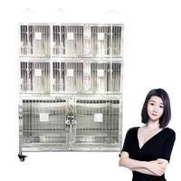 Cage d'élevage vétérinaire respirante en acier inoxydable avec motif solide pour chats pour animaleries
