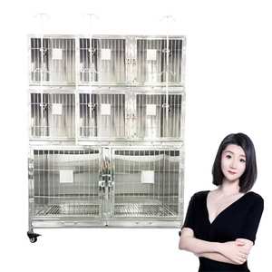 กรงสุนัขสแตนเลสแบบทันสมัยสำหรับร้านขายสัตว์เลี้ยงตู้เลี้ยงสุนัขกรงสัตว์เลี้ยงทำจากสัตวแพทย์ระบายอากาศได้มีลวดลายแข็ง - Product Image 6