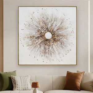Yüksek kalite özelleştirilmiş soyut ahşap çerçeveli yağlıboya tuval üzerine el yapımı Modern duvar sanatı antika altın <span class=keywords><strong>Sunburst</strong></span> - Product Image 1