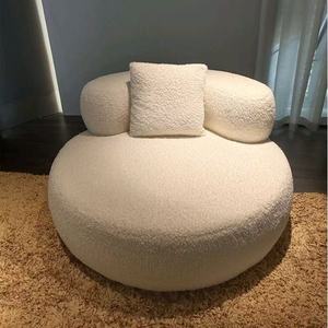 Nordic आधुनिक न्यूनतम 360 डिग्री घूर्णन टेडी मखमल कपड़े अवकाश कुर्सी लकड़ी के 360 डिग्री घूर्णन आलसी सोफे कुर्सी के लिए - Product Image 1