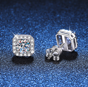 High Quality Moissanite <strong>Earring</strong> 925 Sterling Silver Round 1.0ct 6.5mm Moissanite <strong>Diamond</strong> <strong>Square</strong> Stud <strong>Earrings</strong> for Women - Product Image 5