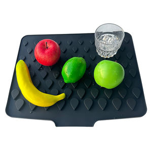 Customizable Classic Black Soft <b>Silicone</b> Liquid-<b>Draining</b> <b>Mat</b> Non-Slip Heat-Resistant Waterproof Eco-Friendly Reusable Table Bar - Product Image 1
