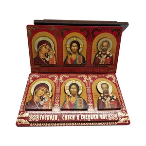 Oem Katholieke Christian Maagd Maria Jezus Religieuze Magneet Orthodoxe Gilded Papier Koelkast Magneet