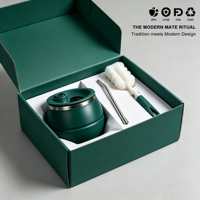 Gourde à Yerba Maté Minimaliste 200 ml avec Trou Intégré pour Paille, Tasse à Maté Élégante en Acier Inoxydable avec Couvercle à Remplissage Rapide