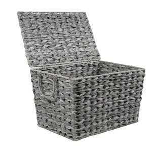 Hand-woven <b>rattan</b> <b>storage</b> <b>basket</b> for dirty clothes, suitable for organizing miscellaneous items and clothing, with lid, - Product Image 1