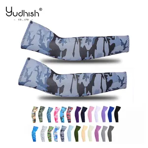 Wholesale Cheap Custom Printed Men Camouflage uv Sun Protection Ice Silk Cooling Stretch Arm Sleeves for Cycling Wear