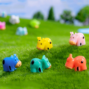 Colorful Resin <b>Mini</b> Dairy Cow Figurine Miniatures for Landscape Decorations Tiny Animal Ox Charm Ornaments DIY Accessories - Product Image 4
