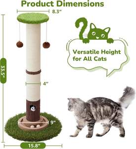 Griffoir pour chat <span class=keywords><strong>de</strong></span> 34 pouces <span class=keywords><strong>de</strong></span> hauteur avec jouet à balle sur rail, robuste et épais, grand diamètre, en sisal naturel - Product Image 5