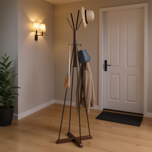 Appendiabiti in Legno Autoportante con 8 Ganci, Organizzatore per Ingresso, Design Moderno e Minimalista, Arredamento per la Casa - Product Image 2