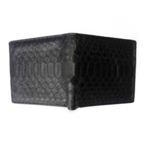 Carteiras de Luxo para Homens em Couro de Cobra Preto Verdadeiro, Carteira Bifold em Couro de <span class=keywords><strong>Python</strong></span> com Bloqueio RFID - Product Image 2