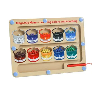 Crianças Montessori Magnetic Maze Wooden Color Sorting Math Contando Para Crianças Aprendendo Brinquedo Educativo