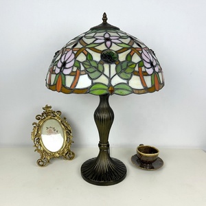 Longhuijing 16-Inch Mediterranean LED <b>Table</b> <b>Lamp</b> with Dome Stained Glass Shade Simple E26 <b>Base</b> 110-240V Living Room - Product Image 3
