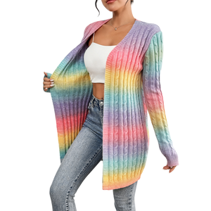 <span class=keywords><strong>Cardigan</strong></span> in <span class=keywords><strong>pile</strong></span> a maniche lunghe da <span class=keywords><strong>donna</strong></span> in maglia Casual stile coreano estivo in stile Y2K Set di maglione invernale personalizzato OEM - Product Image 3