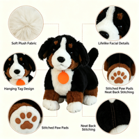 Peluche réaliste Berger Bernois en stock, vente en gros usine, chiot simulé debout, coton PP, OEM, cadeau pour enfants