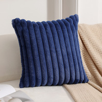 Housse de coussin ultra douce en fausse fourrure de lapin, en velours rayé, coussin décoratif pour canapé, salon