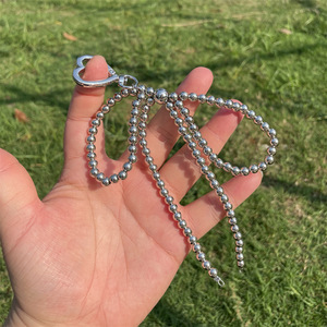 Thanh lịch nhựa Keychains ngọt ngào Bead ngọc trai Bowknot Mặt dây chuyền trái tim nữ tính Keyring Túi phụ kiện với Bow <span class=keywords><strong>Keychain</strong></span> chủ - Product Image 5