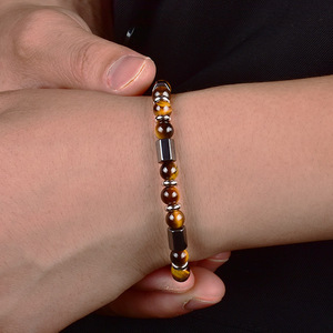Perles En Acier Inoxydable Oeil De Tigre Perlé Bracelet Conception À La Mode pour Hommes Femmes Noir Gallstone Bracelet En Gros - Product Image 2