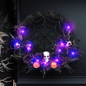 Décorations d'Halloween : Guirlande Araignée et Crâne, Fleurs Artificielles en Plastique Durables, Accessoires de Décoration de Fête, Ornements Suspendus Faits Main - Product Image 4