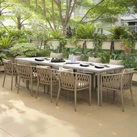 Ensemble de table et de chaises en aluminium pour salle à manger extérieure moderne et luxueuse, meubles de jardin