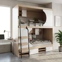 Lit superposé contemporain en bois pleine grandeur pour appartement, idéal pour dortoir, mobilier commercial