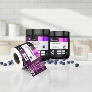 Individuelle Nahrungsergänzungsmittel-Etiketten Holographische Folie Ernährungsflasche Glas Kollagen Whey Protein Selbstklebende Holofoil-Aufkleber Verpackungsetiketten - Product Image 1