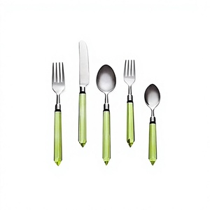 Juego de Cubiertos de Acero Inoxidable con Mangos de Resina, Diseño Moderno, Juego de Cubiertos para Cocina, Uso Doméstico - Product Image 1