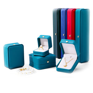 Factory Price Custom Logo Velvet Travel Jewelry <b>Gift</b> <b>Boxes</b> Square Button Closure Wholesale Ring Earring Necklace Pendant - Product Image 1