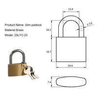 Cadenas carré en laiton poli jaune haute sécurité 20-40mm avec trois clés pour petite boîte ou porte d'armoire LY