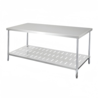 Table de travail double couche en acier inoxydable 201/304, fabrication OEM sur mesure, robuste, prix usine, pour cuisine d'hôtel 5 étoiles