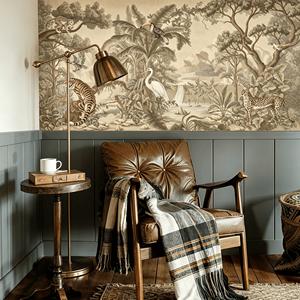 <span class=keywords><strong>Carta</strong></span> <span class=keywords><strong>da</strong></span> <span class=keywords><strong>Parati</strong></span> in Lino Naturale Ecologica con Stampa Digitale Personalizzata, Design Retrò Giungla Tropicale per Decorazioni d'Interni - Product Image 1