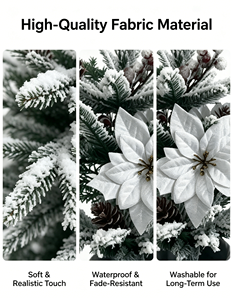 Mini sapin de Noël artificiel floqué avec poinsettias, pommes de pin et baies, <span class=keywords><strong>en</strong></span> <span class=keywords><strong>pot</strong></span>, pour la décoration de Noël à la maison, au bureau ou sur le bureau - Product Image 5