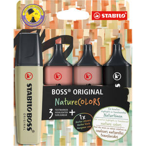 STABILO - ชุดปากกาเน้นข้อความ BOSS ORIGINAL NatureCOLORS 3+1 แท่ง - Product Image 1