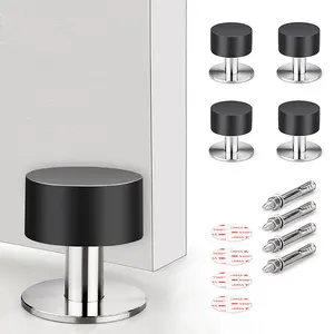 Hôtel Salle <span class=keywords><strong>de</strong></span> bain Cuisine Moderne Petit arrêt <span class=keywords><strong>de</strong></span> porte Acier inoxydable Noir satiné avec tête en caoutchouc Protecteur mural Butées <span class=keywords><strong>de</strong></span> porte en verre - Product Image 1