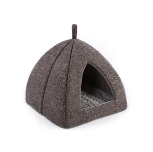2022 Manufacturer customized logo portable fabric cute dogs and cats cave igloo bed rainbow winter pet house for car travel