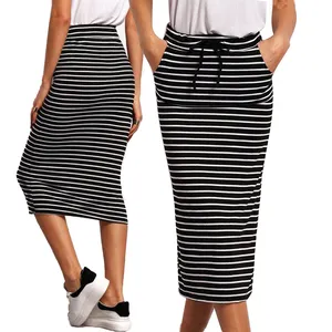 Wrap Skirt Knitted Elastic Bodycon Pencil Skirt Long Womens Skirts Long Drawstring Elastic Waist Office Office Lady Adults