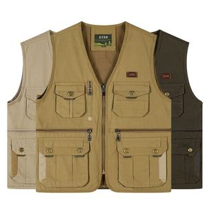 Custom Waterproof Fishing Canvas Hiking Oversized Sleeveless Photographer <b>Utility</b> Pockets Cargoes Waistcoat Men's <b>Vests</b> - Product Image 1