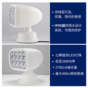 Led Searchlight 12 Led <b>Bulbs</b> Ip65 Waterproof With Remote Control For Boat Marine Use - Product Image 5